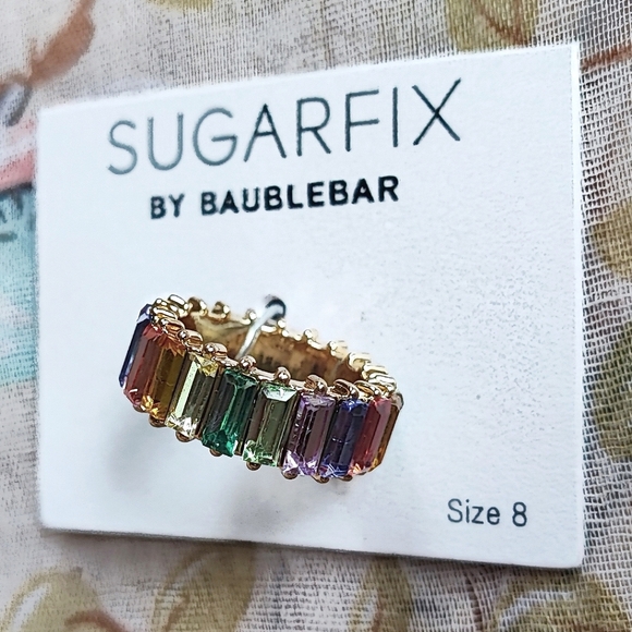 SUGARFIX by BAUBLEBAR Vibrant Pastel Gold Tone Eternity Band Size 8 Ring NEW NOC - Picture 9 of 11
